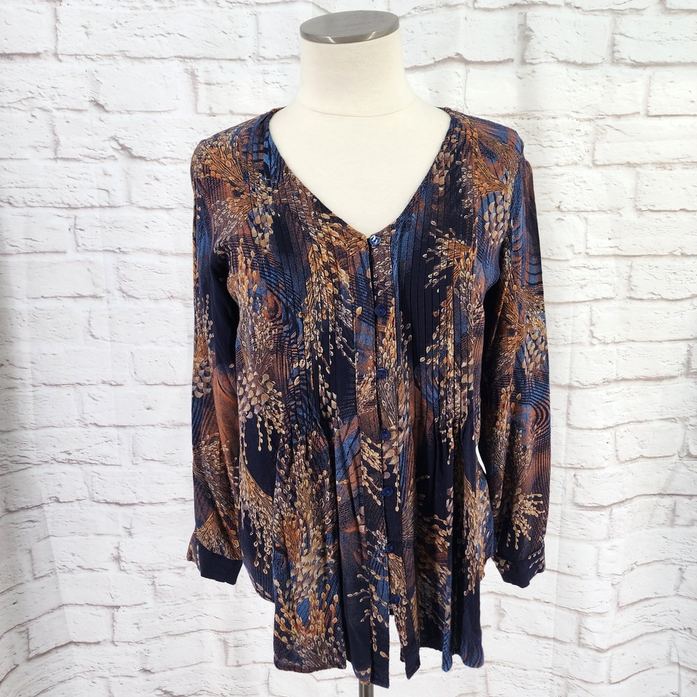 Ethyl Womens Button Top Size Small‎ Whimsigoth Dark Floral Fairy Corporate Goth